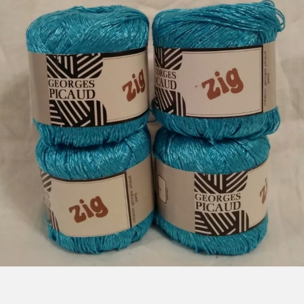 Georges Picaud Zig Sport Yarn Rayon Blend Knit Teal Aqua Turquoise 8923 Lot of 4